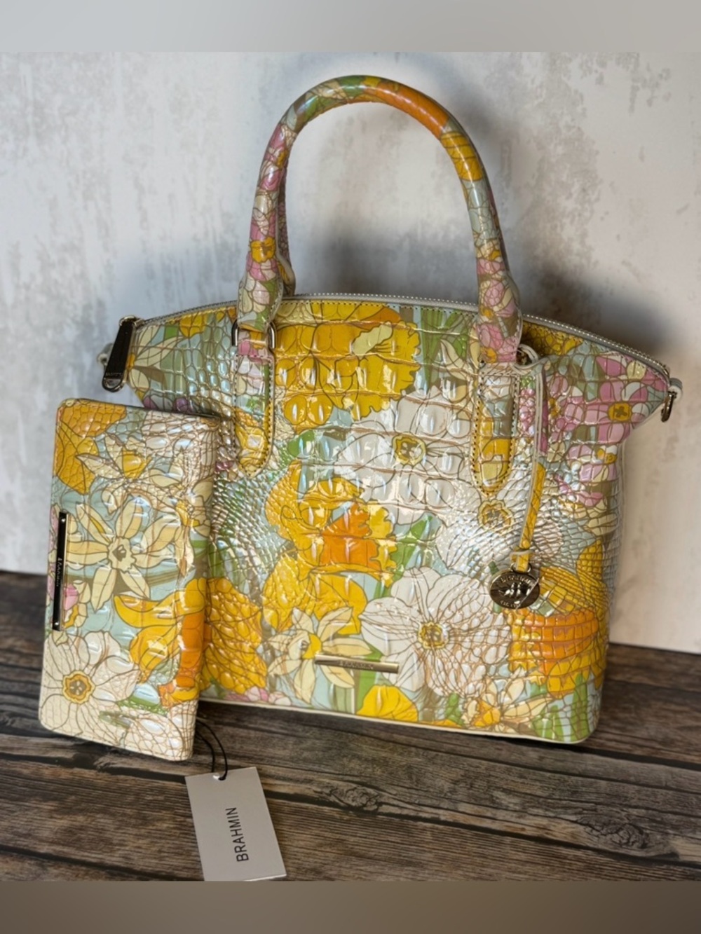 LAST SET! BRAHMIN DAFFODIL MED DUXBURY & WALLET NWT Stunning!! LIMITED EDITION